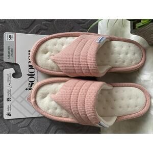 Isotoner Women's Memory Foam Pink Slippers Medium 7.5-8 Indoor outdoor